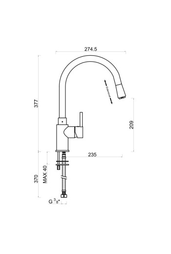 copie de Mitigeur évier avec douchette extractible EVO006-1