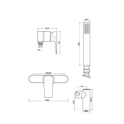 Mitigeur douche avec accessoires NOIR JOR004-1BL