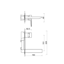 Mitigeur lavabo encastré NOIR JOR005-1BL