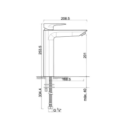 Mitigeur lavabo bec haut NOIR JOR006-1BL