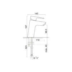 Mitigeur lavabo NOIR JOR001HIGH-1BL